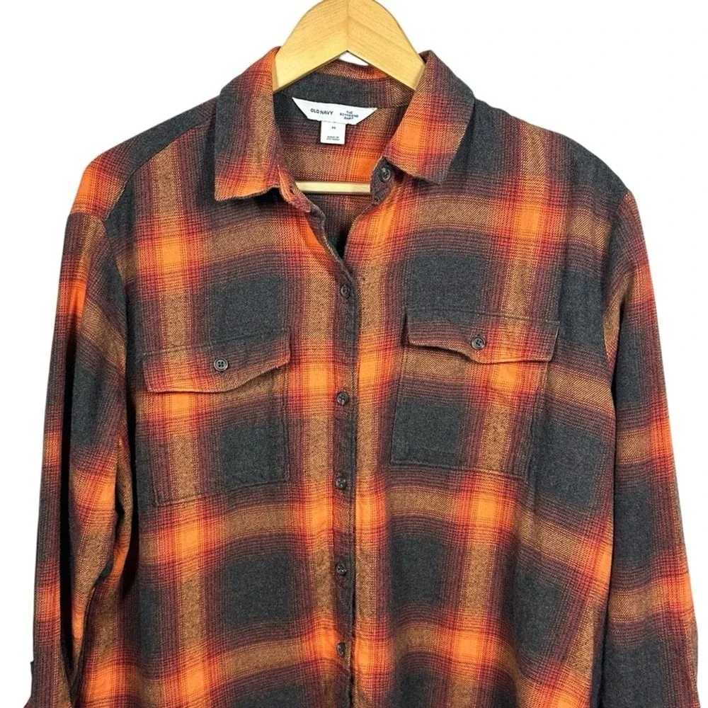 Old Navy Womens The Boyfriend Flannel Shirt Size‎ M ASO Swiftie Evermore Country
